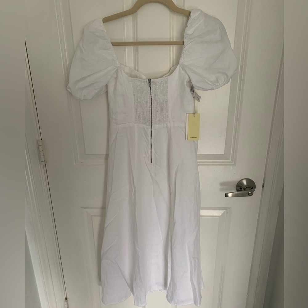 Aritzia Dame Linen White Midi Dress - Picture 7 of 8